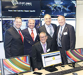 Attending the launch of Gold N’ Links South Africa, from left to right: Roi Shaposhnik (GNL Cyber), JB Bloch (PSG), Ambassador Arthur Lenk (Israel), Itai Melchoir (Head of Israeli Trade & Economic Office). Front: Yacoov Haran (CEO of Triple Cyber, Israel).
